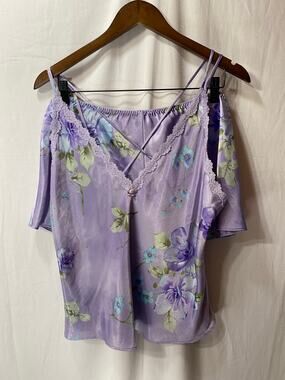 CALIFORNIA MISS Lilac Floral SATIN PJ SET LARGE